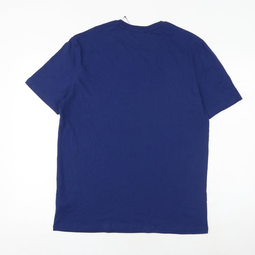 Marks and Spencer Mens Blue Cotton T-Shirt Size M Round Neck - Father Christmas HO HO HO