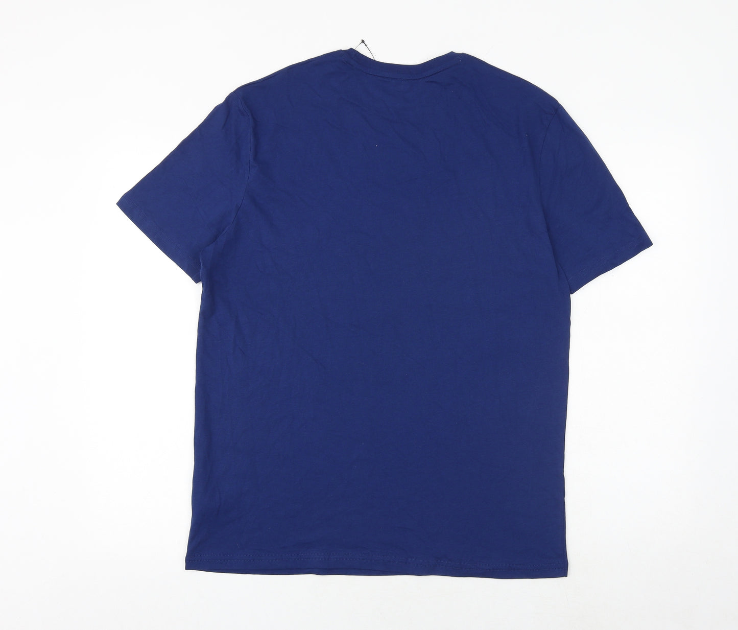 Marks and Spencer Mens Blue Cotton T-Shirt Size M Round Neck - Father Christmas HO HO HO