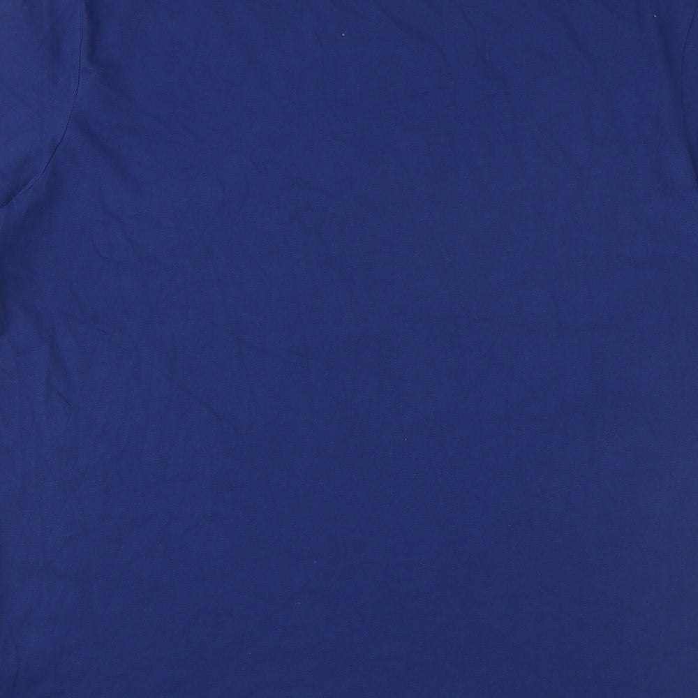 Marks and Spencer Mens Blue Cotton T-Shirt Size M Round Neck - Father Christmas HO HO HO