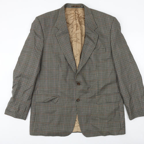 Burton Mens Brown Geometric Wool Jacket Blazer Size 46 Regular