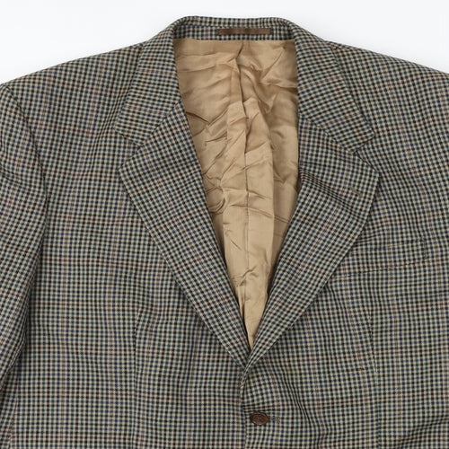 Burton Mens Brown Geometric Wool Jacket Blazer Size 46 Regular