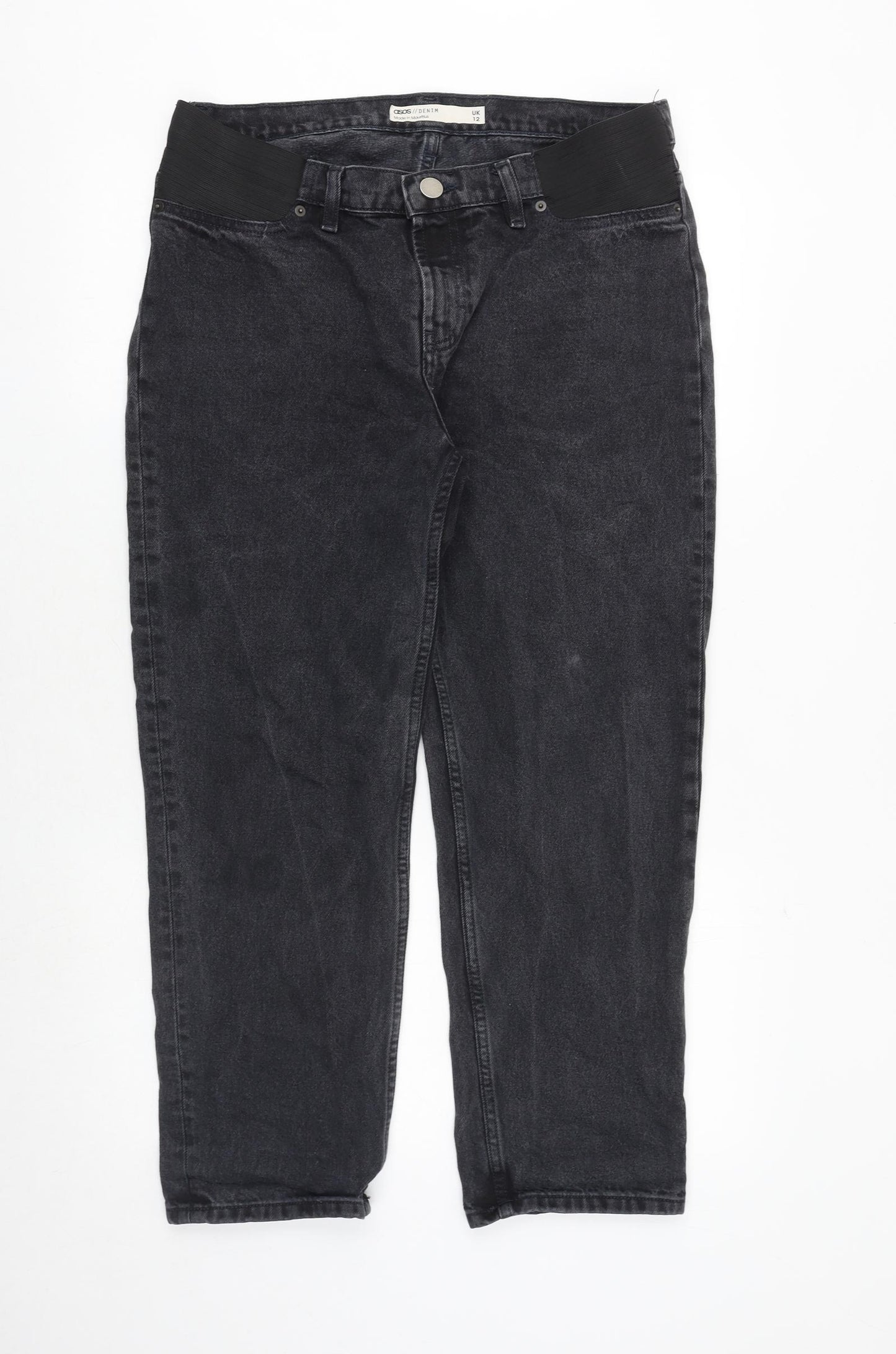 ASOS Womens Grey Cotton Mom Jeans Size 12 Regular Zip