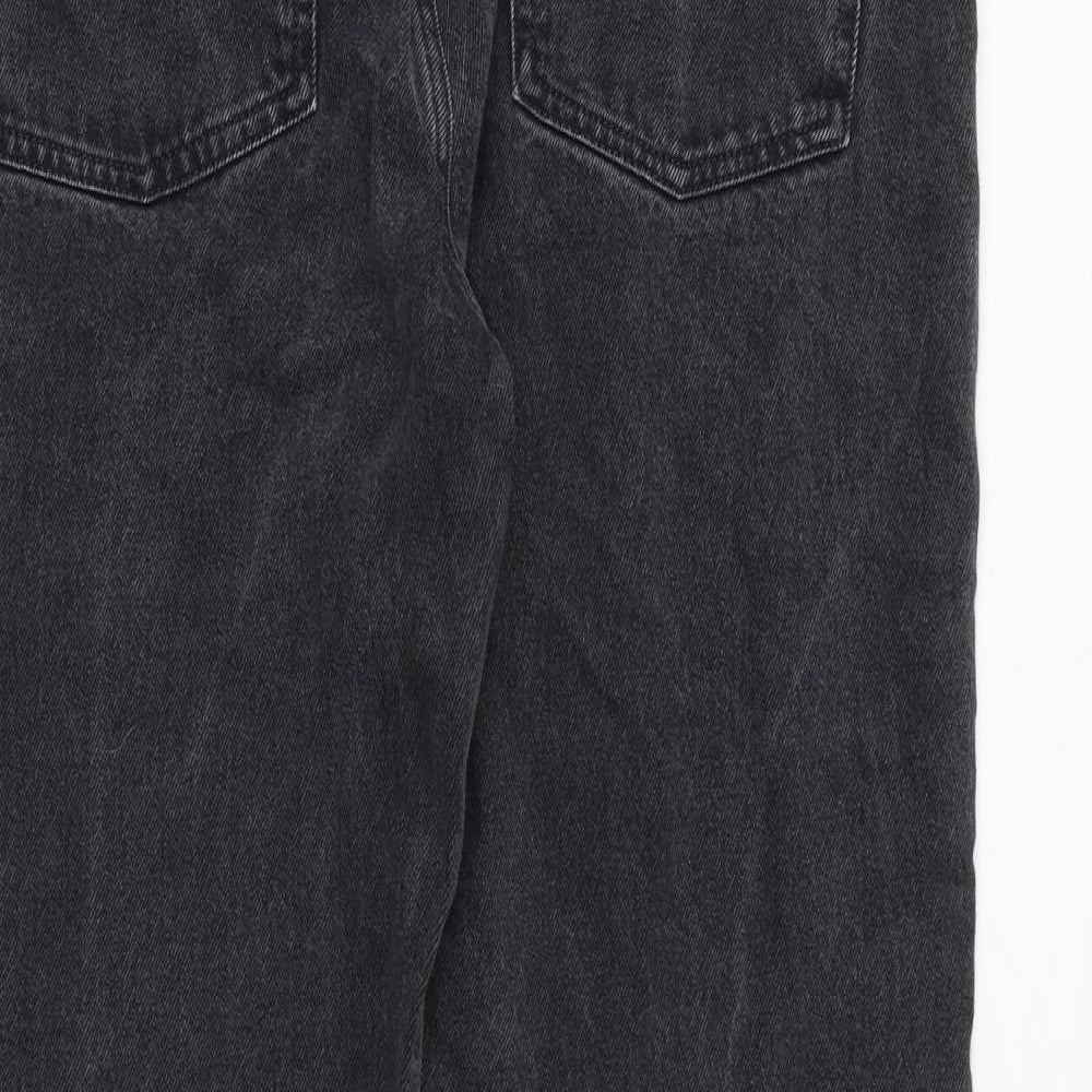 ASOS Womens Grey Cotton Mom Jeans Size 12 Regular Zip