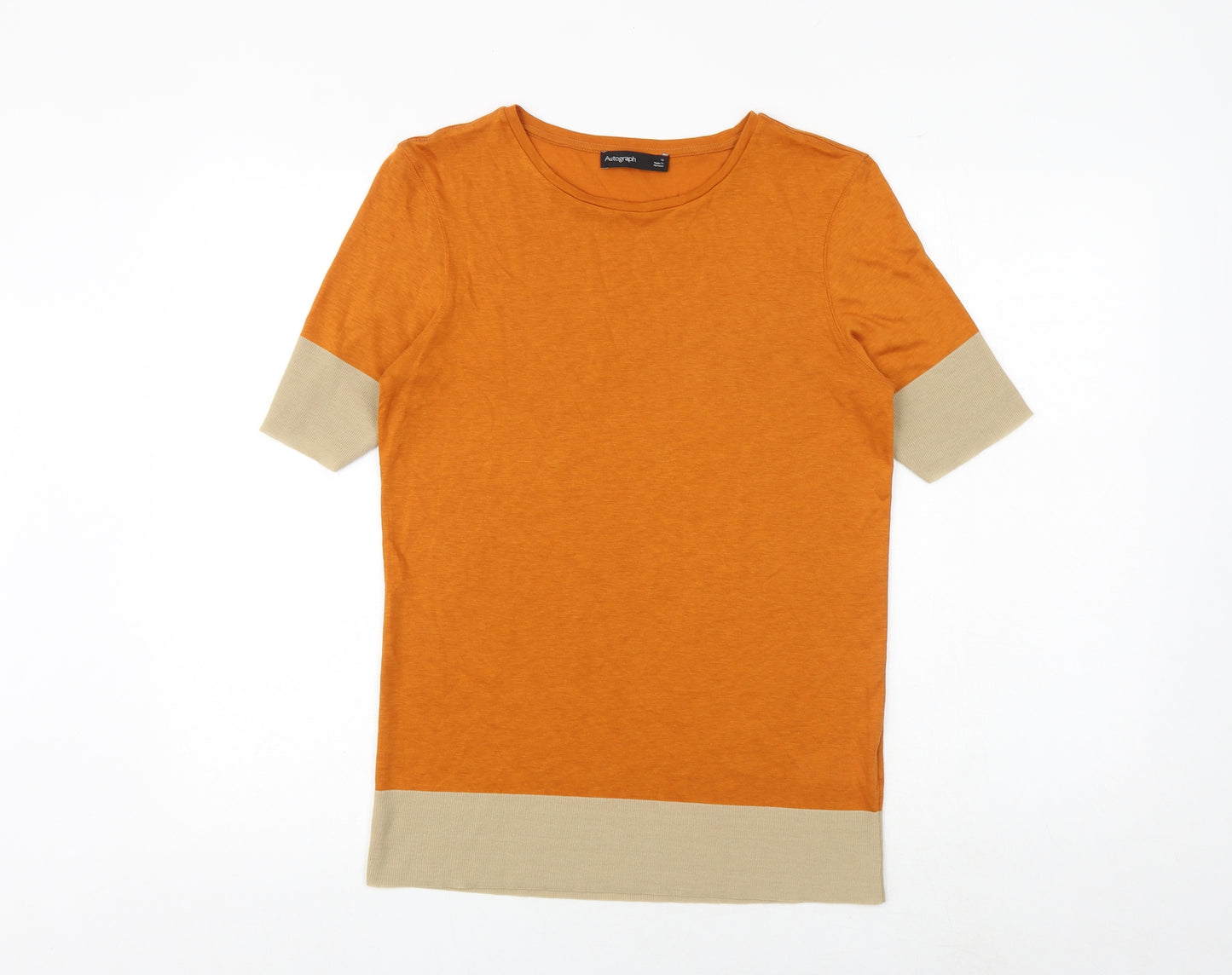 Autograph Womens Orange Lyocell Basic T-Shirt Size 12 Round Neck