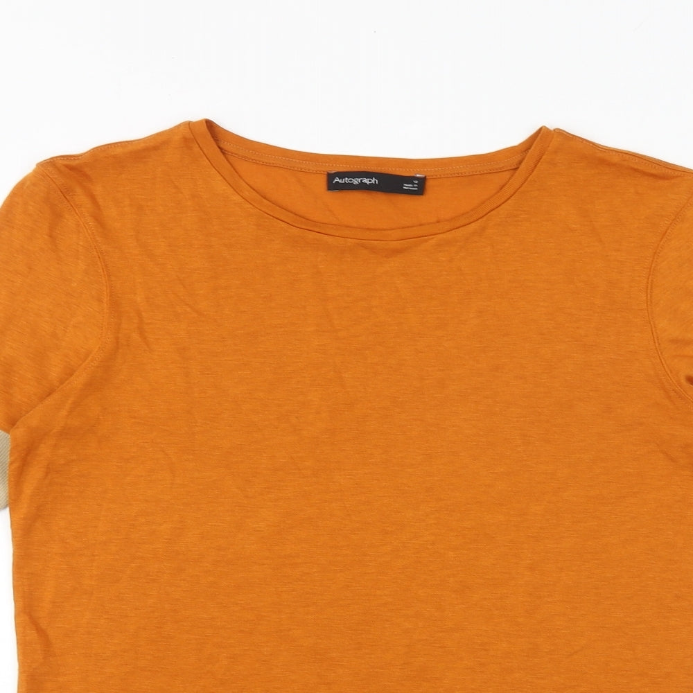 Autograph Womens Orange Lyocell Basic T-Shirt Size 12 Round Neck