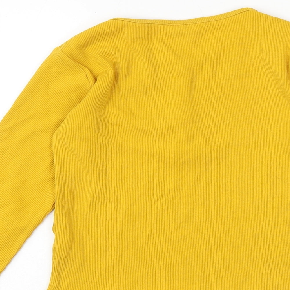 Zara Girls Yellow Cotton Basic T-Shirt Size 9 Years Round Neck Snap