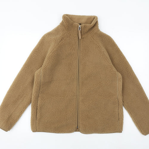 Marks and Spencer Womens Brown Jacket Size 10 Zip - Teddy Bear Style