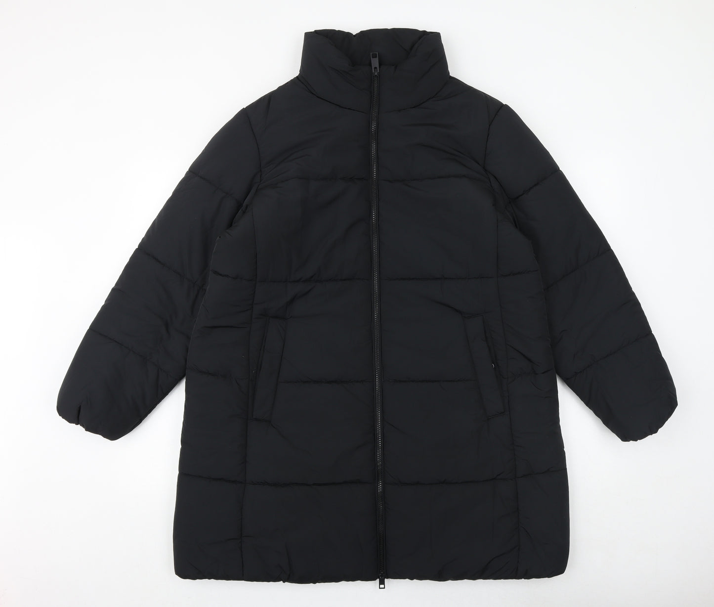 Marks and Spencer Womens Black Quilted Coat Size 16 Zip