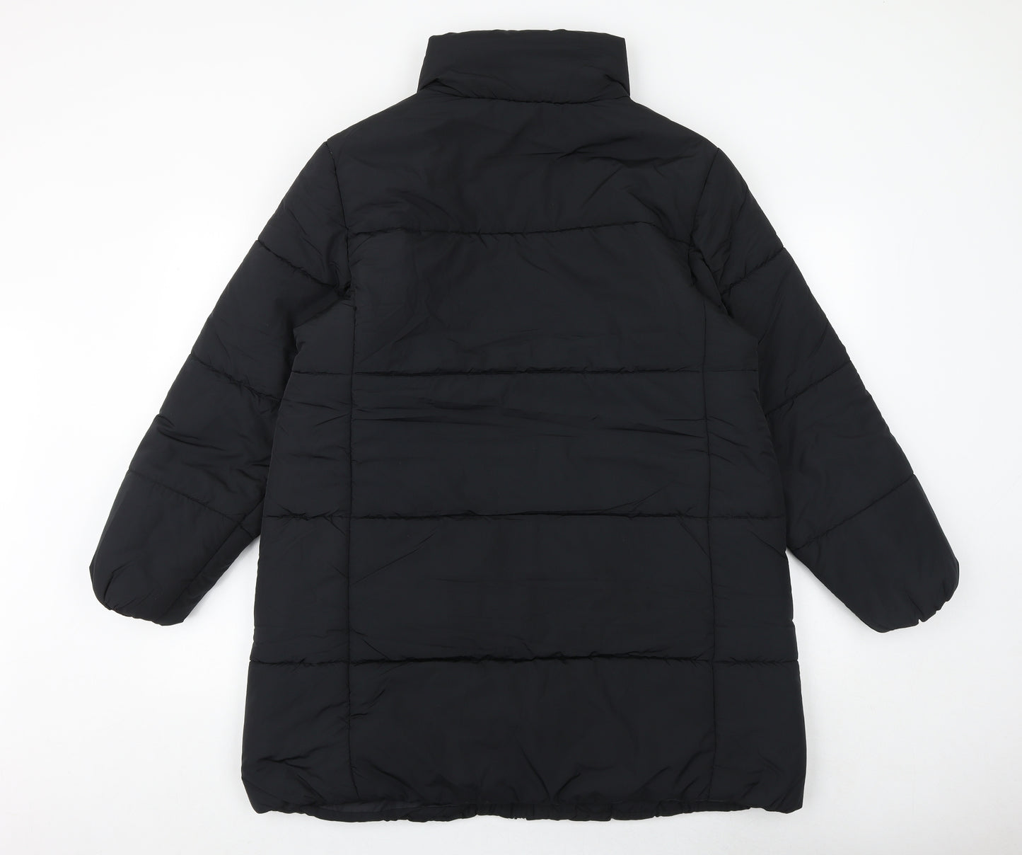 Marks and Spencer Womens Black Quilted Coat Size 16 Zip