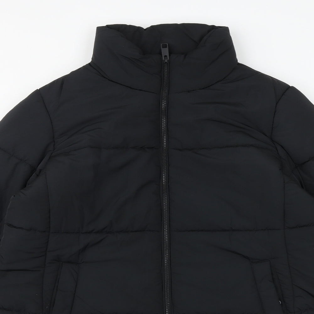 Marks and Spencer Womens Black Quilted Coat Size 16 Zip