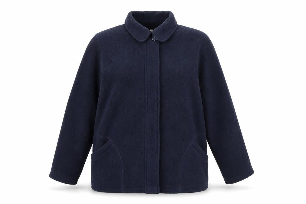 Front view of Marks & Spencer women’s blue jacket, size UK 16, zip
