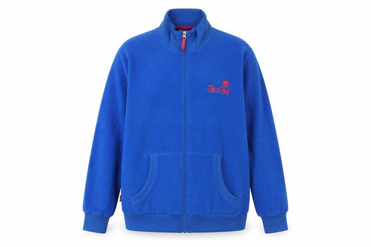 Front view of Gio Gio women’s blue jacket, size UK 14, zip
