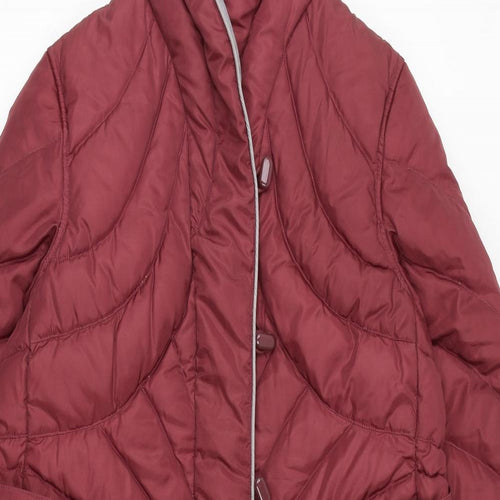 Cyclone Womens Red Quilted Coat Size 12 Hook & Loop