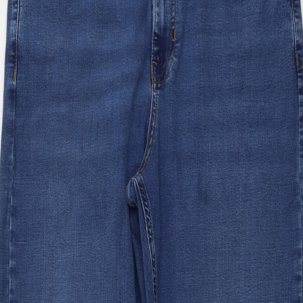 Per Una Womens Blue Cotton Straight Jeans Size 14 L28 in Regular Button