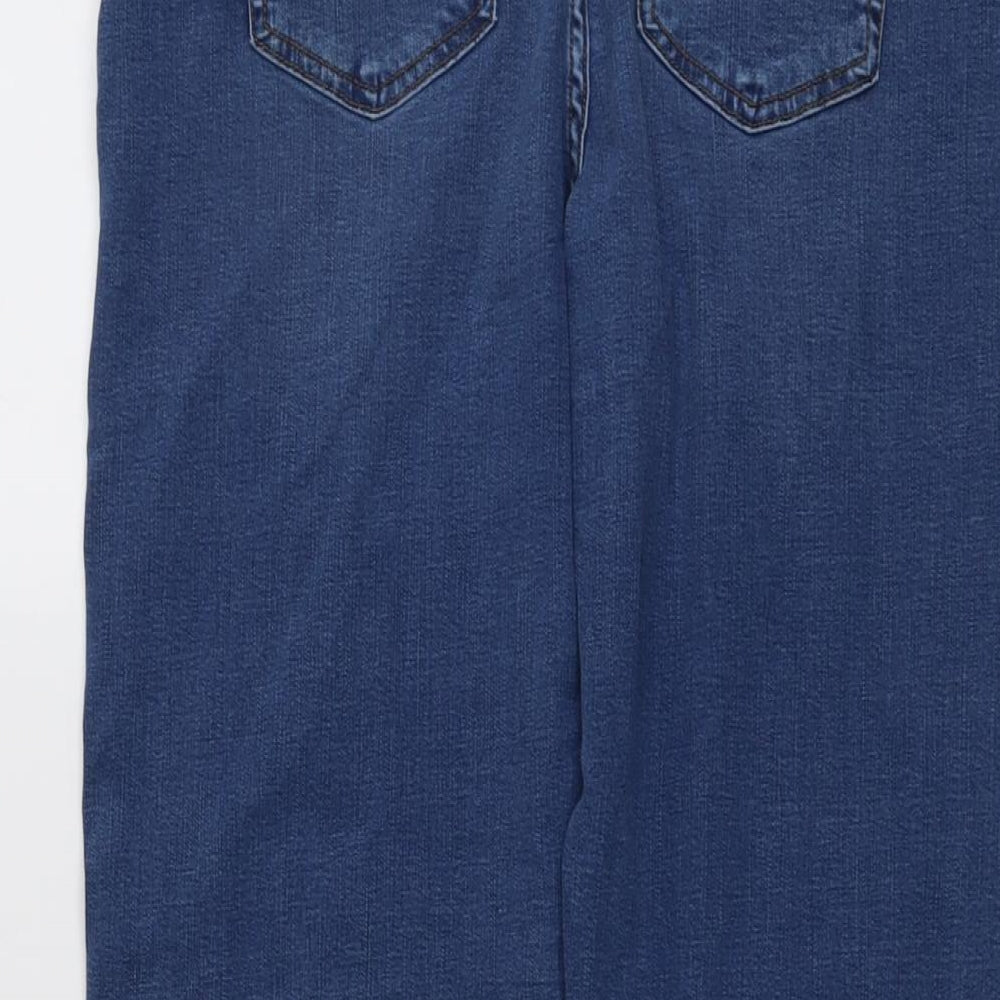 Per Una Womens Blue Cotton Straight Jeans Size 14 L28 in Regular Button