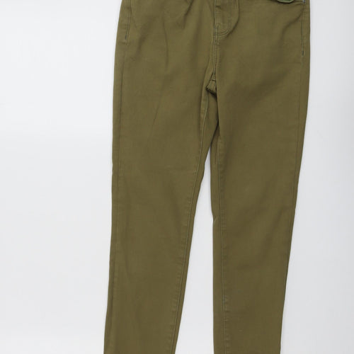 Warehouse Womens Green Cotton Skinny Jeans Size 10 L25 in Regular Button