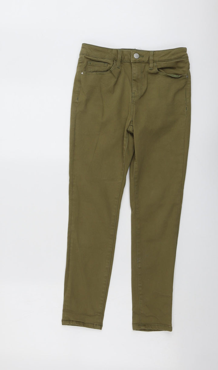 Warehouse Womens Green Cotton Skinny Jeans Size 10 L25 in Regular Button