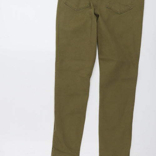 Warehouse Womens Green Cotton Skinny Jeans Size 10 L25 in Regular Button