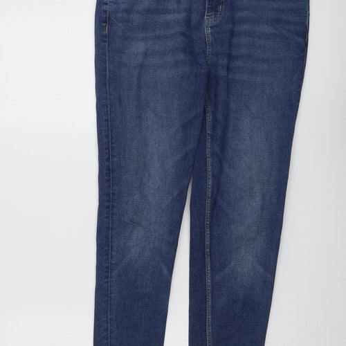 Marks and Spencer Womens Blue Cotton Skinny Jeans Size 14 L28 in Regular Button