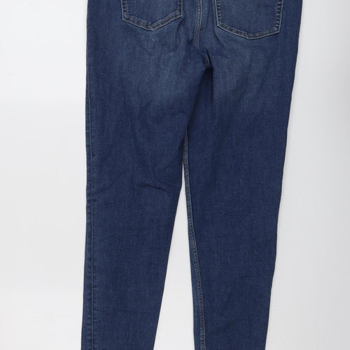 Marks and Spencer Womens Blue Cotton Skinny Jeans Size 14 L28 in Regular Button
