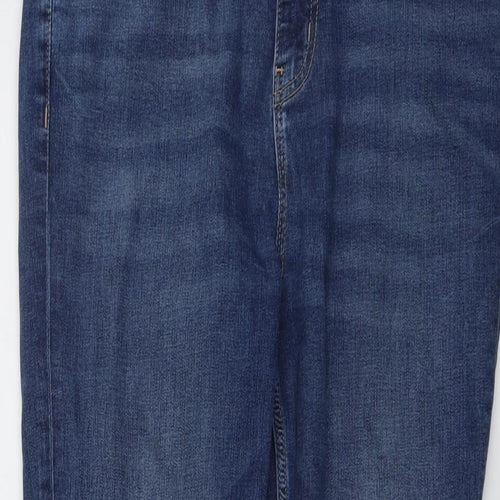 Marks and Spencer Womens Blue Cotton Skinny Jeans Size 14 L28 in Regular Button