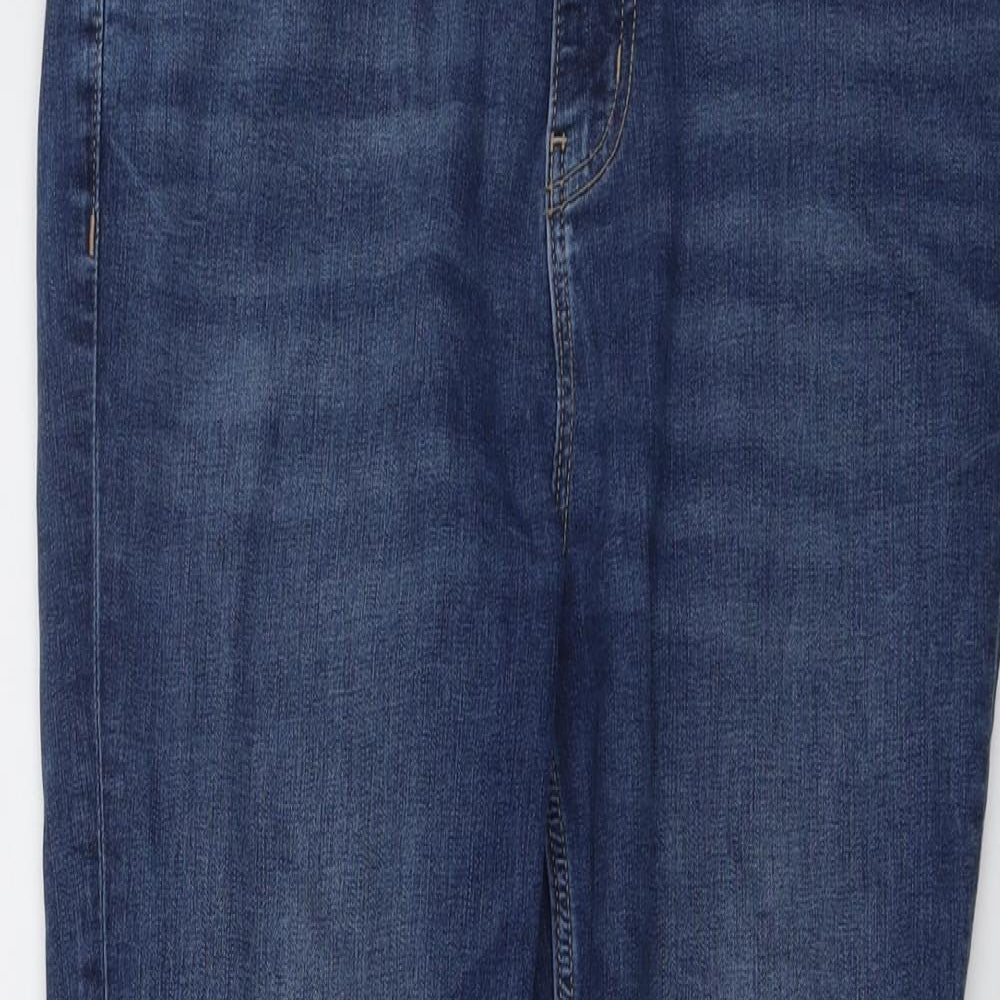 Marks and Spencer Womens Blue Cotton Skinny Jeans Size 14 L28 in Regular Button