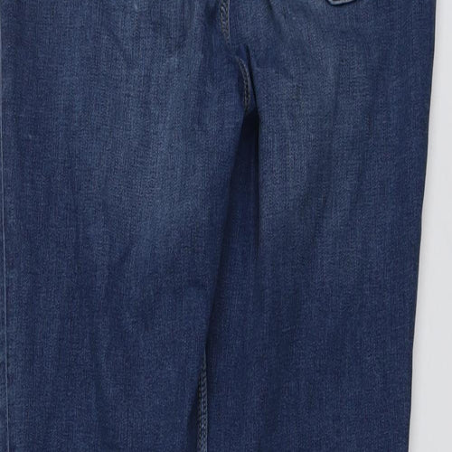 Marks and Spencer Womens Blue Cotton Skinny Jeans Size 14 L28 in Regular Button