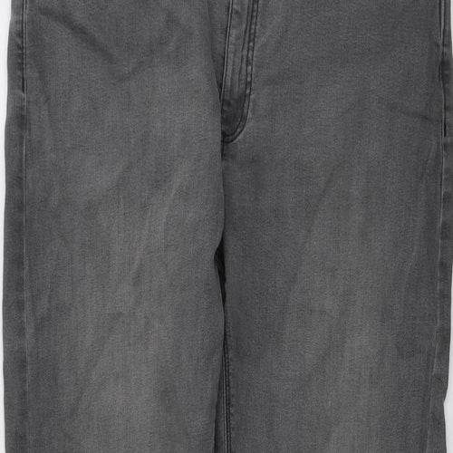 Marks and Spencer Mens Grey Cotton Straight Jeans Size 34 in L29 in Regular Button