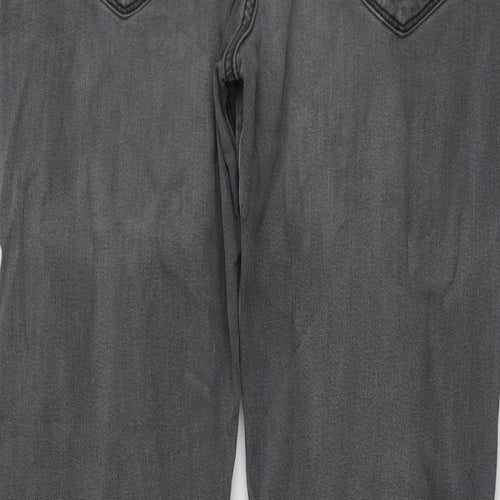 Marks and Spencer Mens Grey Cotton Straight Jeans Size 34 in L29 in Regular Button