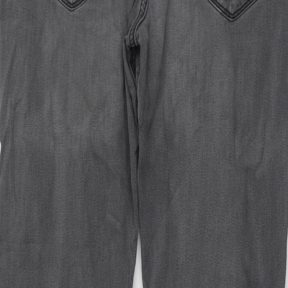 Marks and Spencer Mens Grey Cotton Straight Jeans Size 34 in L29 in Regular Button