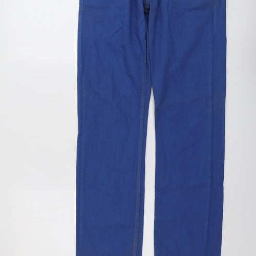 Topman Mens Blue Cotton Straight Jeans Size 32 in L32 in Slim Button