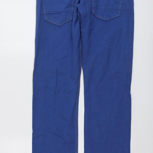 Topman Mens Blue Cotton Straight Jeans Size 32 in L32 in Slim Button