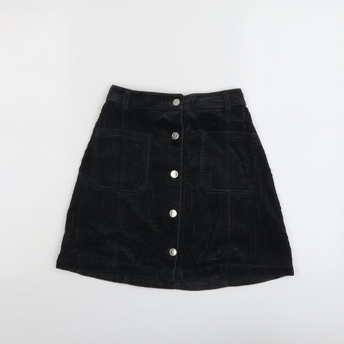 Marks and Spencer Girls Grey Cotton A-Line Skirt Size 12-13 Years Regular Button