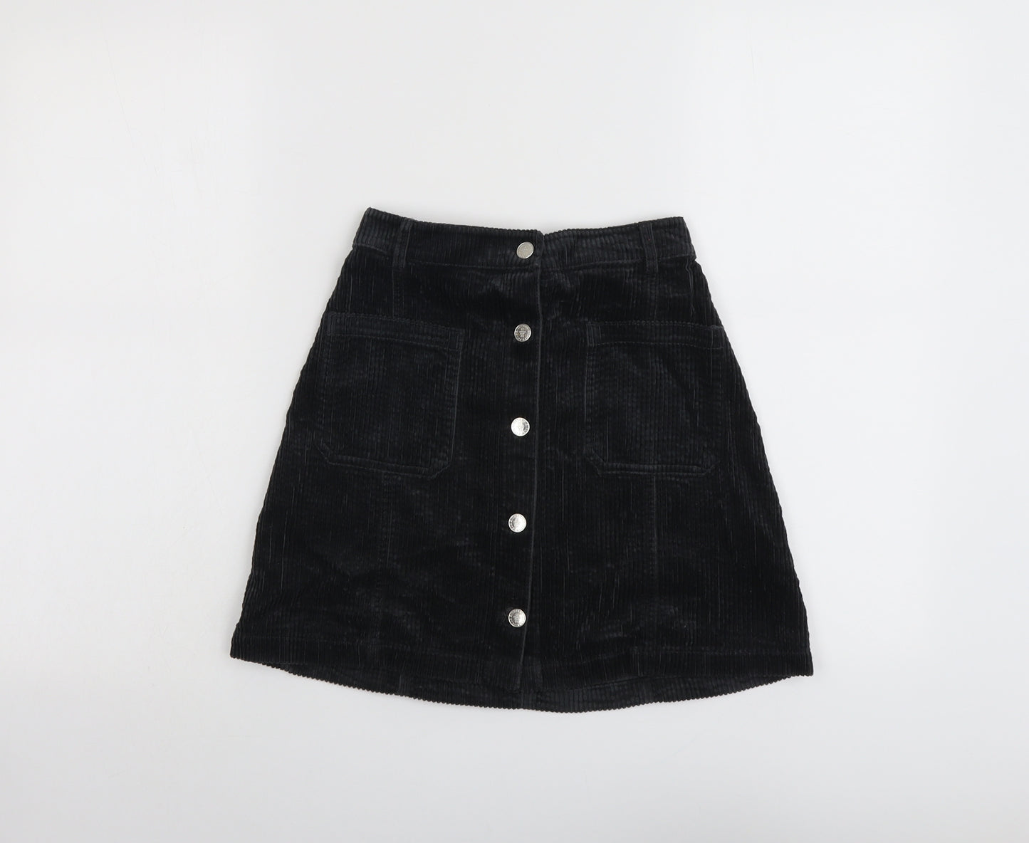 Marks and Spencer Girls Grey Cotton A-Line Skirt Size 12-13 Years Regular Button