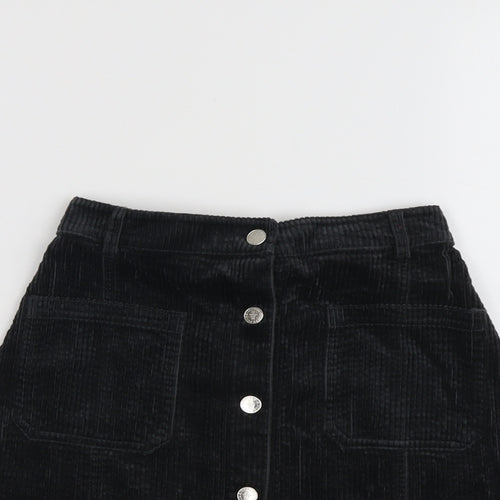 Marks and Spencer Girls Grey Cotton A-Line Skirt Size 12-13 Years Regular Button