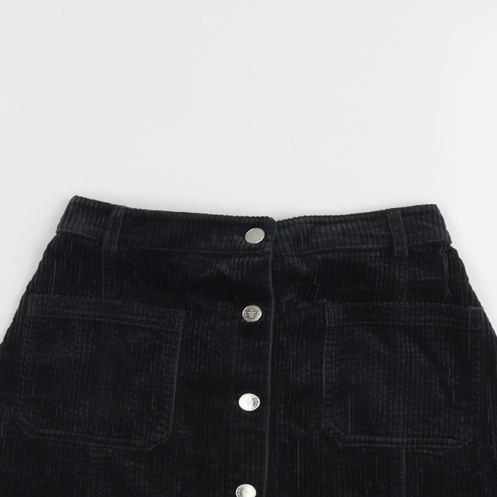 Marks and Spencer Girls Grey Cotton A-Line Skirt Size 12-13 Years Regular Button