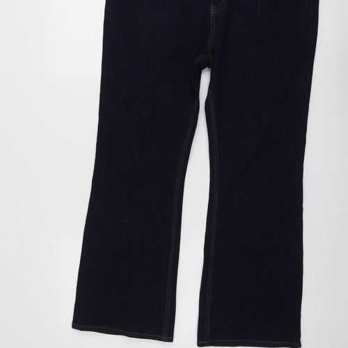 Marks and Spencer Womens Blue Cotton Bootcut Jeans Size 18 L27 in Slim Button