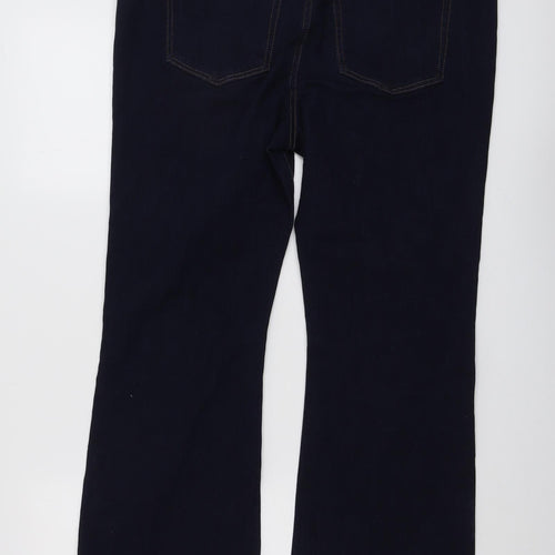 Marks and Spencer Womens Blue Cotton Bootcut Jeans Size 18 L27 in Slim Button