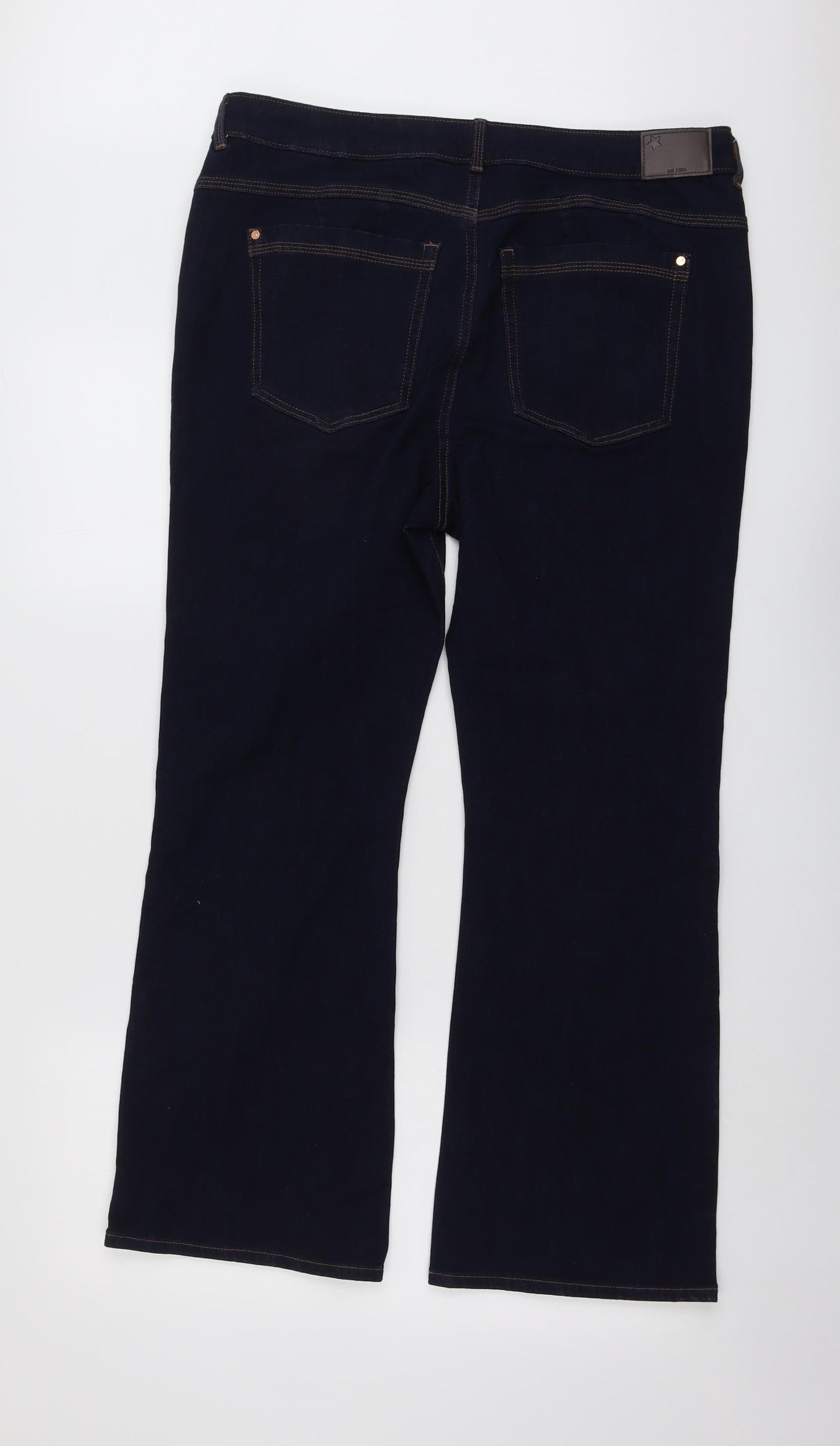 Marks and Spencer Womens Blue Cotton Bootcut Jeans Size 18 L27 in Slim Button