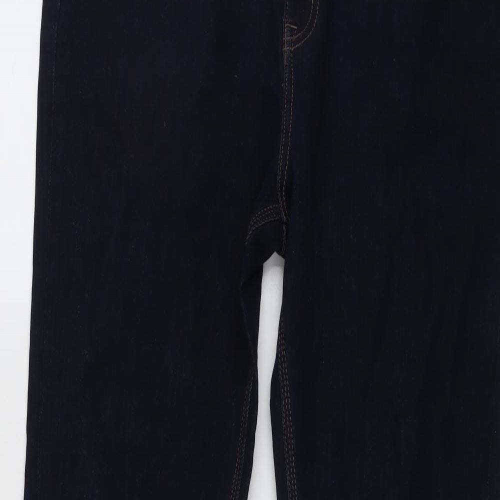 Marks and Spencer Womens Blue Cotton Bootcut Jeans Size 18 L27 in Slim Button