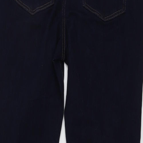 Marks and Spencer Womens Blue Cotton Bootcut Jeans Size 18 L27 in Slim Button