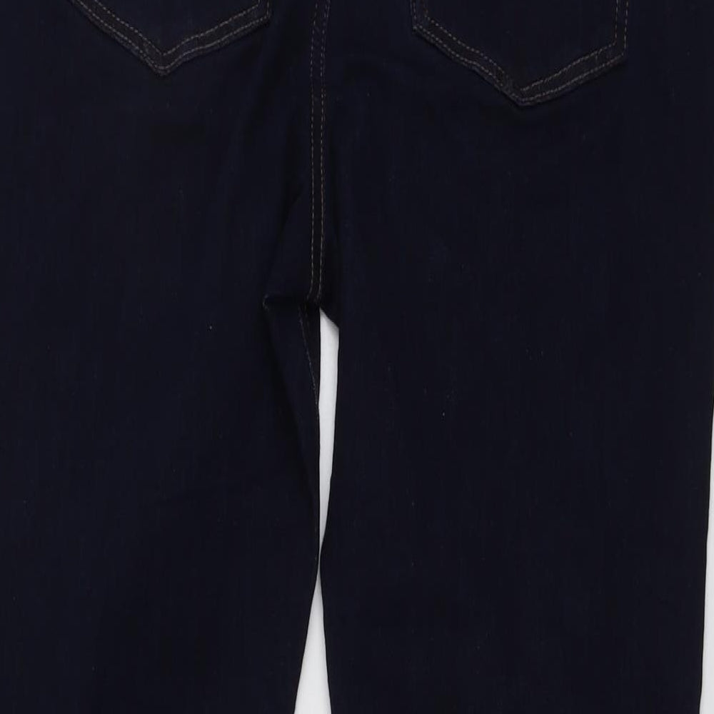 Marks and Spencer Womens Blue Cotton Bootcut Jeans Size 18 L27 in Slim Button