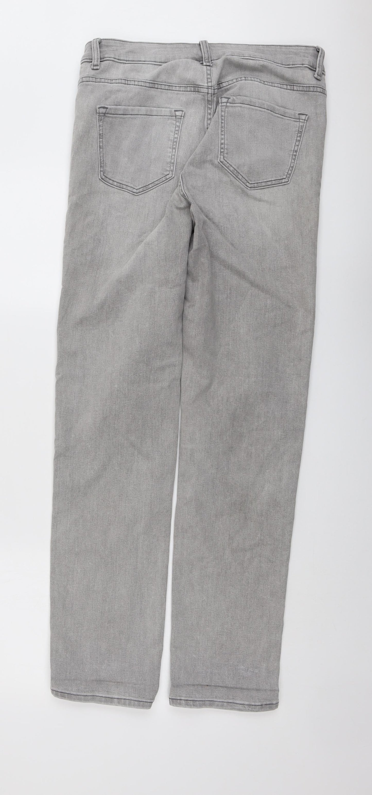 Marks and Spencer Womens Grey Cotton Straight Jeans Size 10 L30 in Regular Button