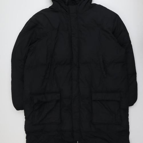 Boohoo Mens Black Parka Coat Size 3XL Zip