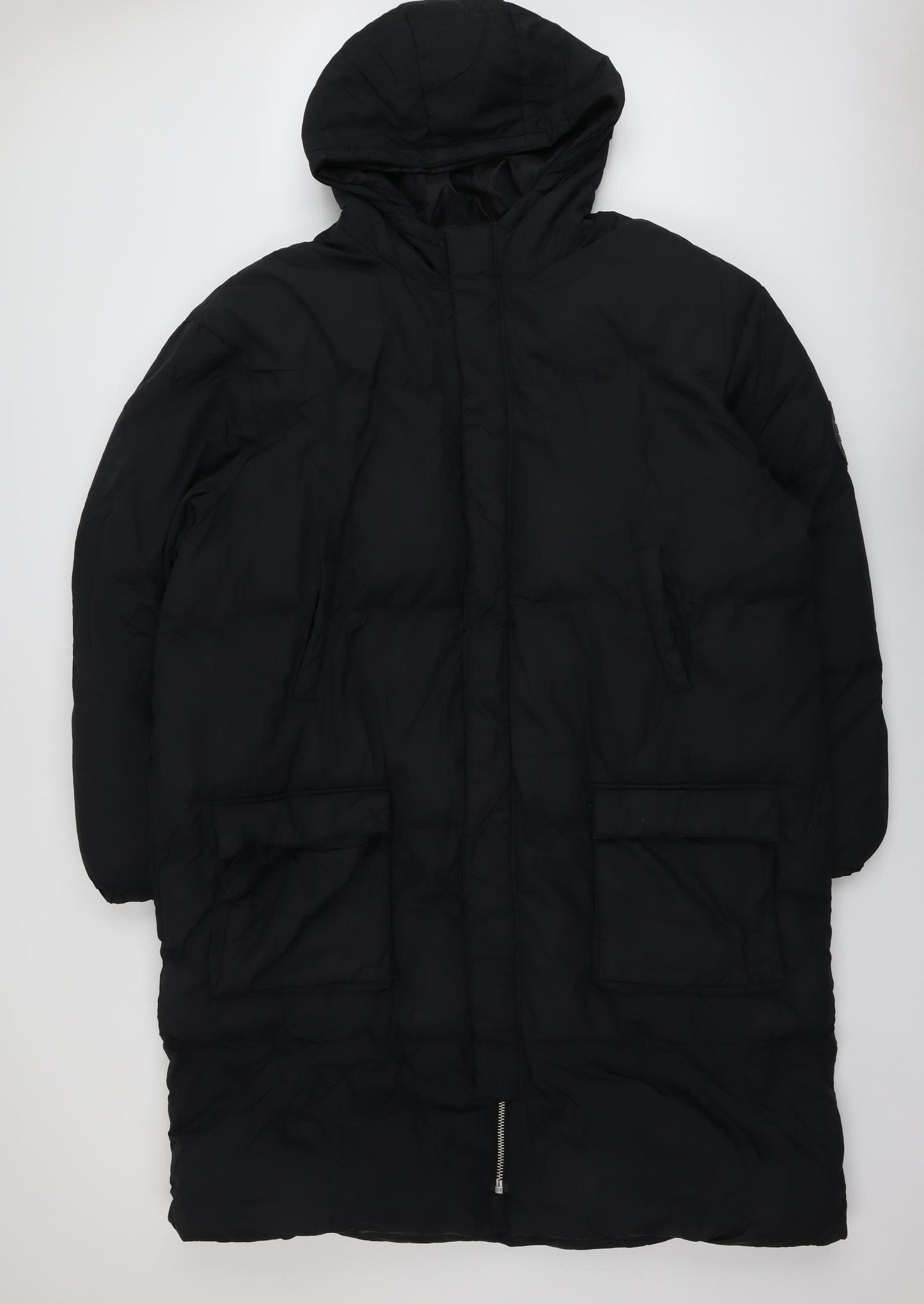 Boohoo Mens Black Parka Coat Size 3XL Zip