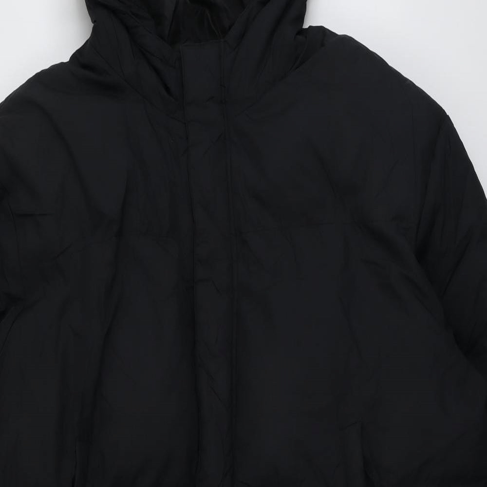 Boohoo Mens Black Parka Coat Size 3XL Zip