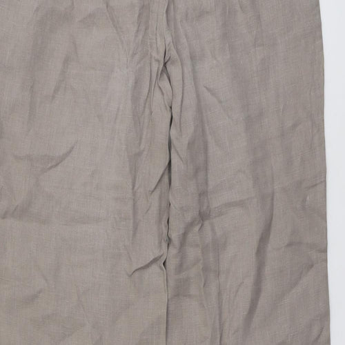 Camaieu Womens Beige Linen Trousers Size 10 L26 in Regular Button