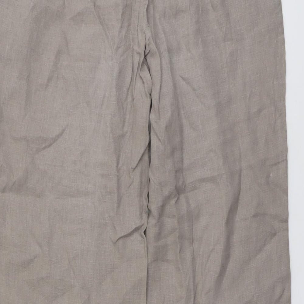 Camaieu Womens Beige Linen Trousers Size 10 L26 in Regular Button