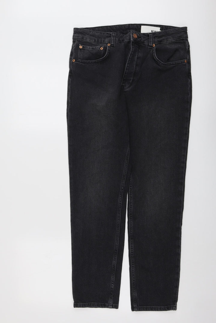 Reiko Womens Grey Cotton Straight Jeans Size 28 in L28 in Regular Button