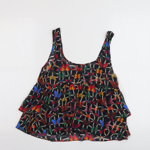 Topshop Womens Multicoloured Geometric Polyester Basic Tank Size 10 Scoop Neck - Butterfly Pattern